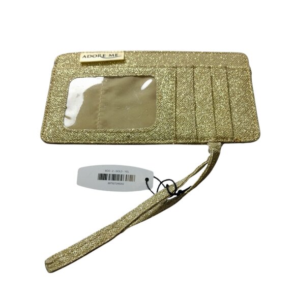 Adore Me Women's Gold Glitter Wristlet Card Wallet Slim New Party Sparkle - Picture 1 of 4